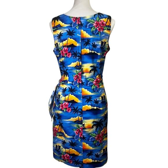 Kiana Vintage Hawaiian Sundress | Made in Hawaii | Size M | Sunset Palmtrees - Picture 4 of 10